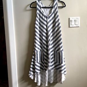 Fresh Laundry white stripes shift high low dress with pockets